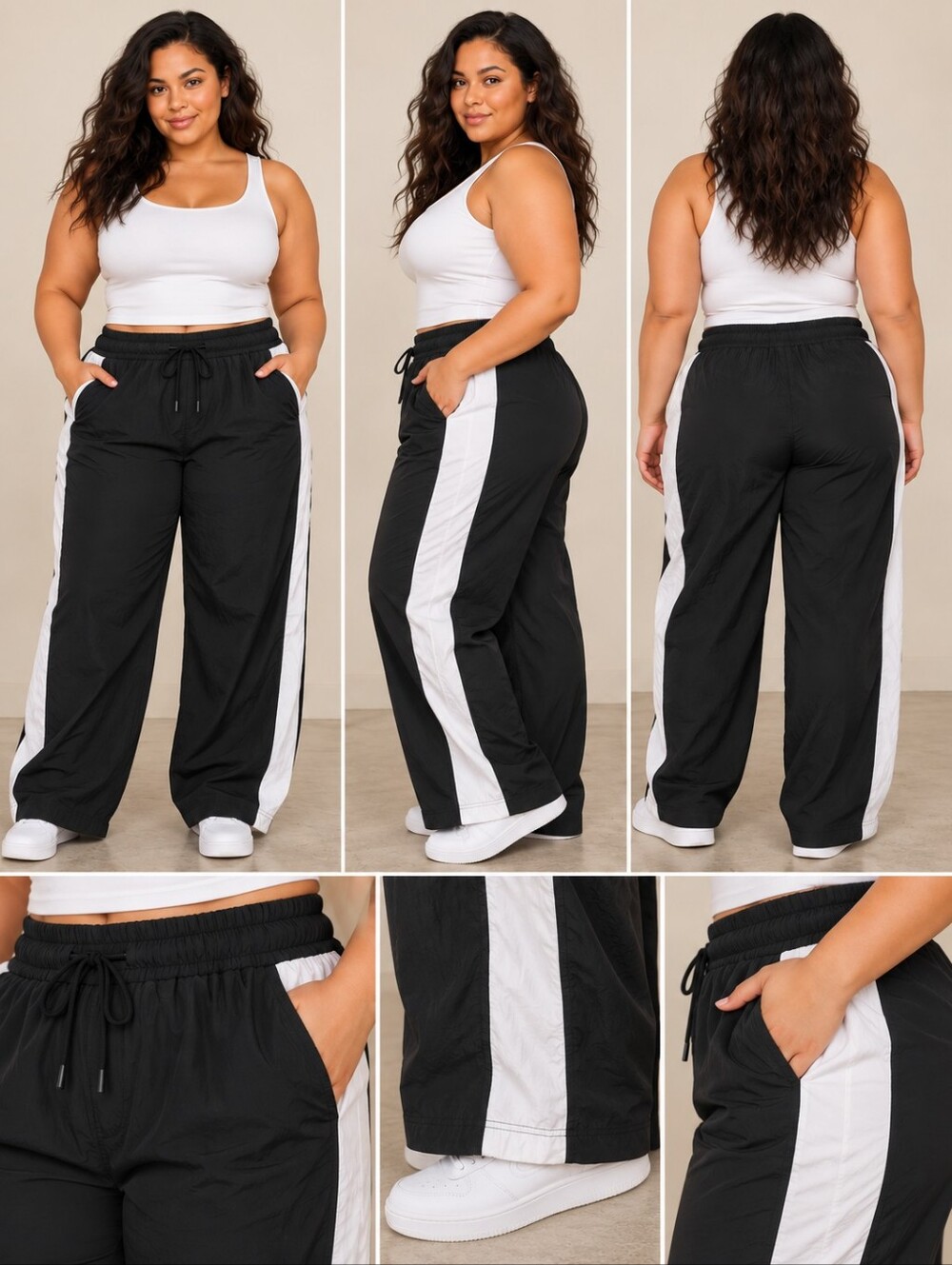Old Navy Active Black & White Quick-Dry Wide Leg Pants – Size XL